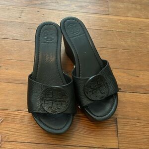 Tory Burch Leather Wedge Slides